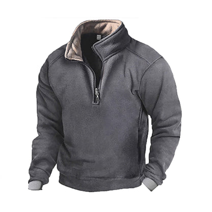 Herren Fleece Sweatshirt Stehkragen Warm Modern