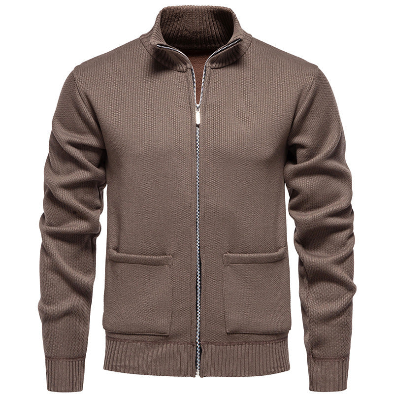 Herren Strickjacke Reißverschluss Taschen Modern