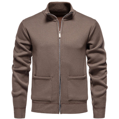Herren Strickjacke Reißverschluss Taschen Modern