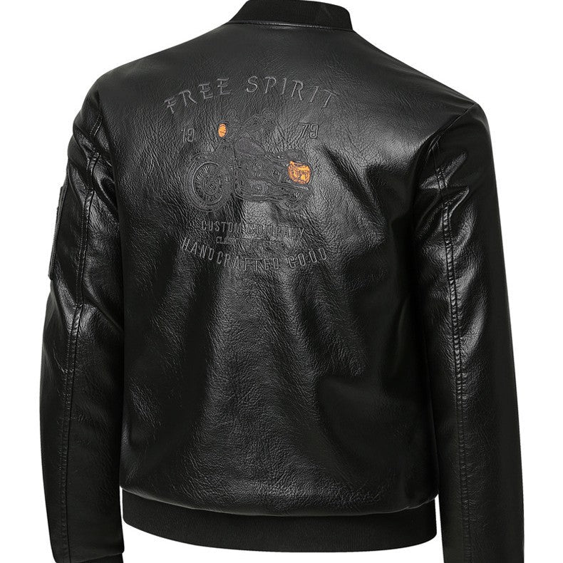 Lederjacke Herren Bikerstyle Vintage Schwarz