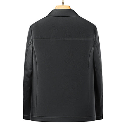 Lederjacke Herren Lässig Mit Brusttaschen Schwarz