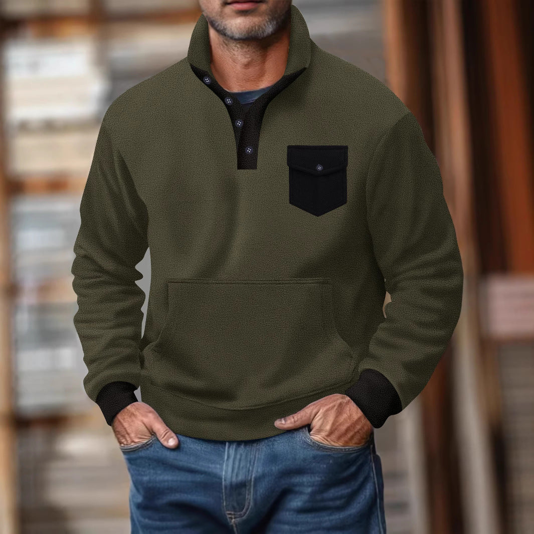 Herren Kapuzenpullover Modern mit Kragen und Tasche