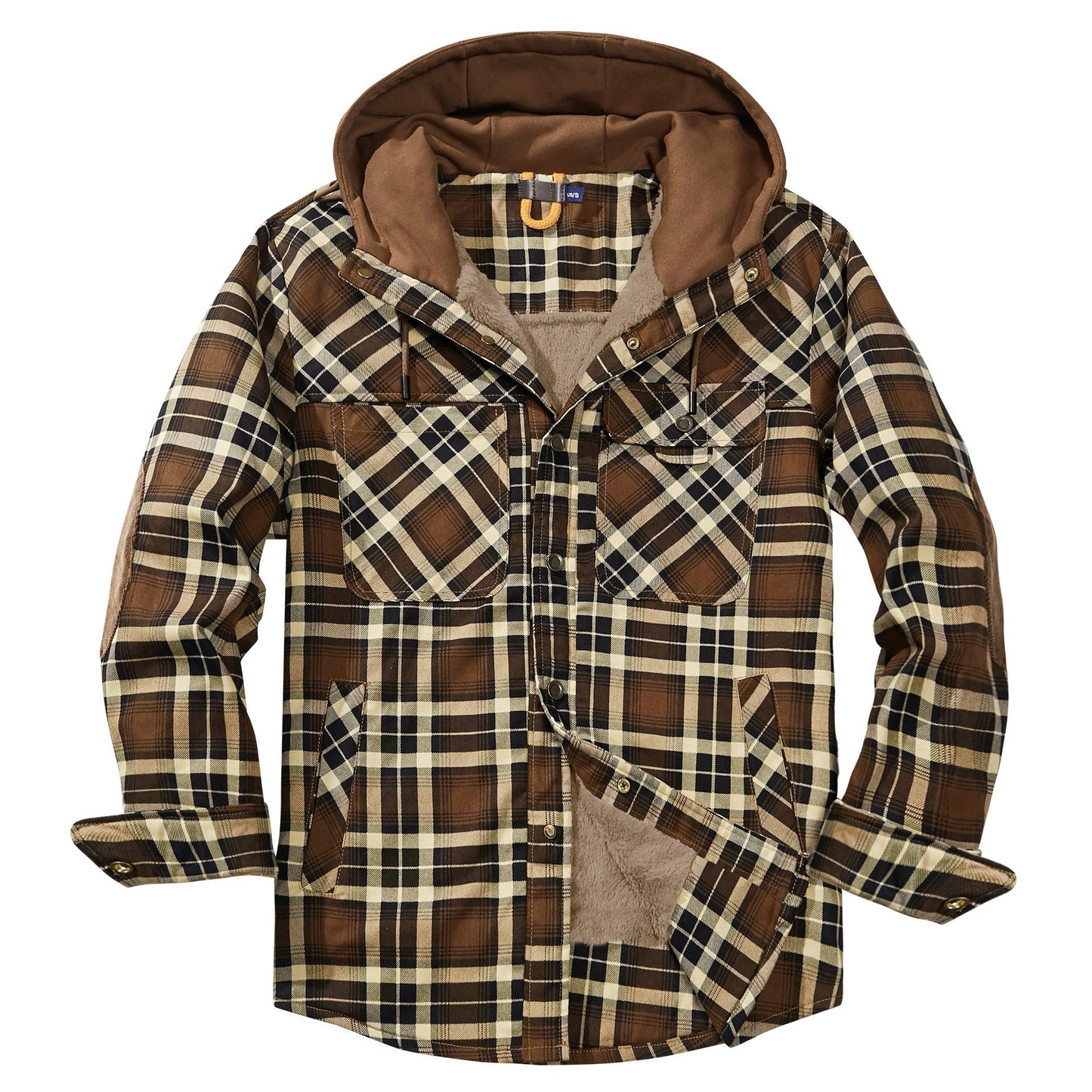 Herren Flanelljacke Weich Kapuze Warm Winter