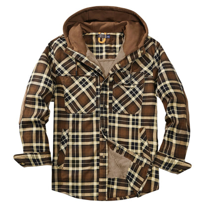 Herren Flanelljacke Weich Kapuze Warm Winter