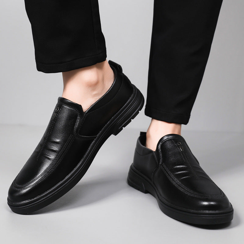 Herren Lederschuhe Bequem Slip-On Rutschfest Schwarz Modern - BerlinGlamour