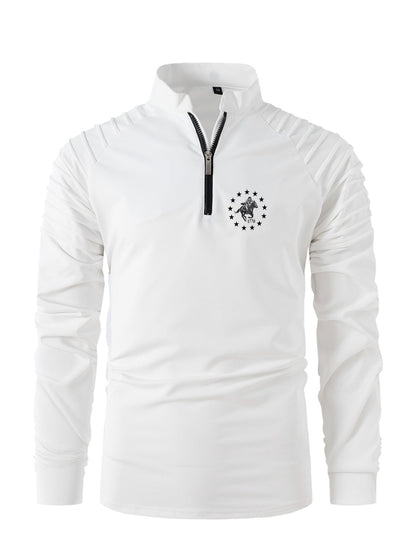 Herren Langarmshirt funktionell mit Reißverschluss und Struktur Ärmeln Modern