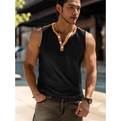 Herren Poloshirt Ärmellos Modern mit Knopfverschluss