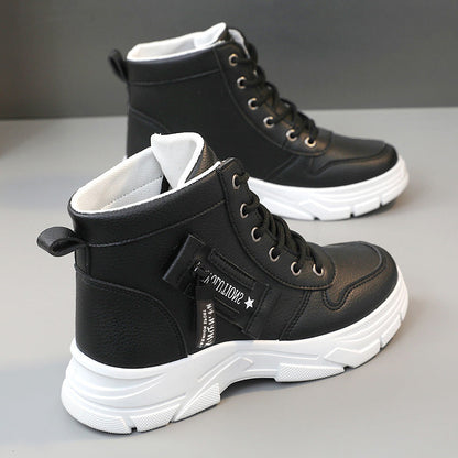 Damen Sneaker High-Top Sportlich Bequem Schwarz - BerlinGlamour