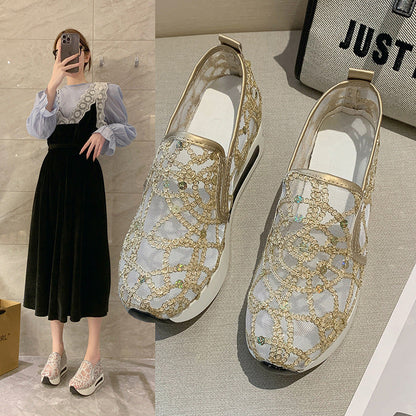 Damen Sneaker Glamourös Glitzer mit bequemer Sohle - BerlinGlamour