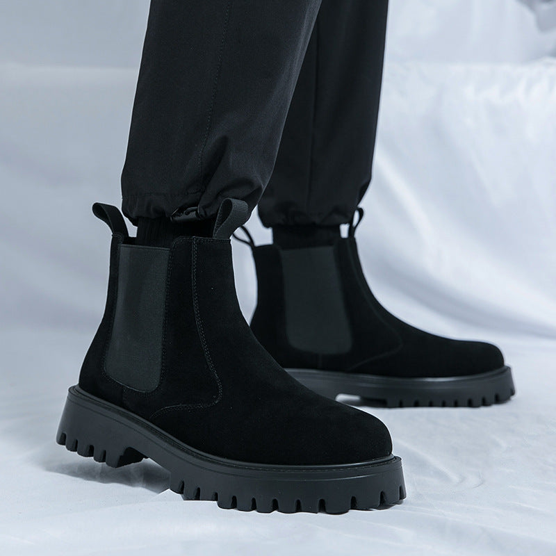 Damen Chelsea Stiefel Rutschfest Elastisch Schuhe Schwarz