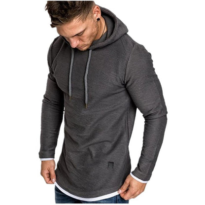 Herren Longline Kapuzenshirt Asymmetrisch Modern Schwarz