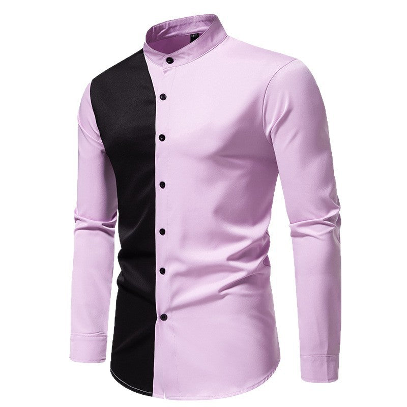 Herren Langarmhemd Modern Farbblock Design Elegant