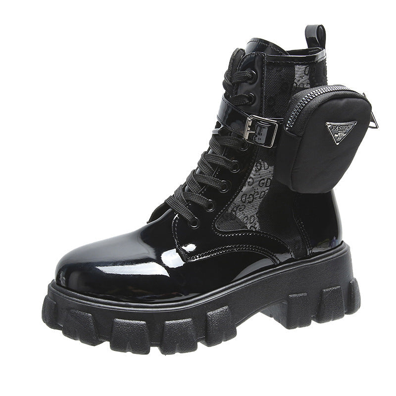 Damen Combat Boots Stiefel Chunky Modisch mit Stauraum