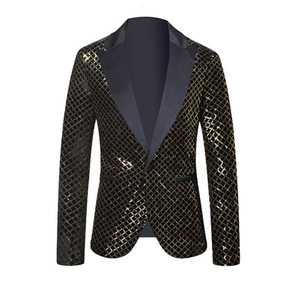 Herren Blazer Modern Pailletten Elegant Schwarzer Abendanzug