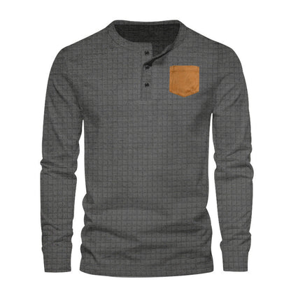 Herren Langarm-Shirt Modisch mit Kontrast-Tasche