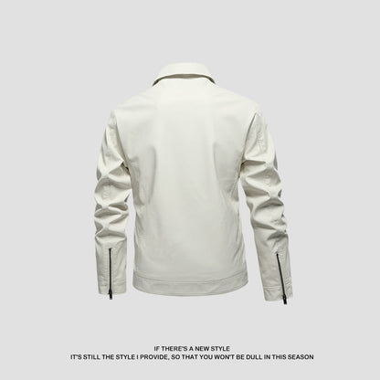 Männer Lederjacke Modern Klassisch Mit Taschen Schwarz