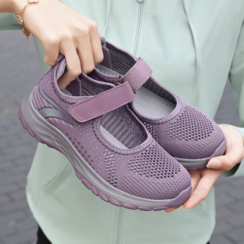 Damen Sneaker Komfortable Slip-On Schuhe Bequem Klettverschluss