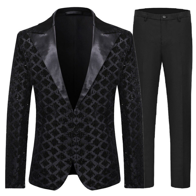 Eleganter Pailletten Anzug für Herren Glitzernd Schwarz - BerlinGlamour