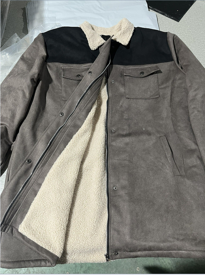 Herren Lederjacke Warm Wildleder mit Fleecefutter Stylish