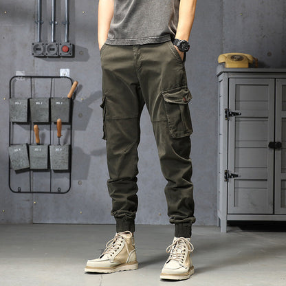 Herren Cargo-Hose Elastisch Reißverschluss Taschen Bequem