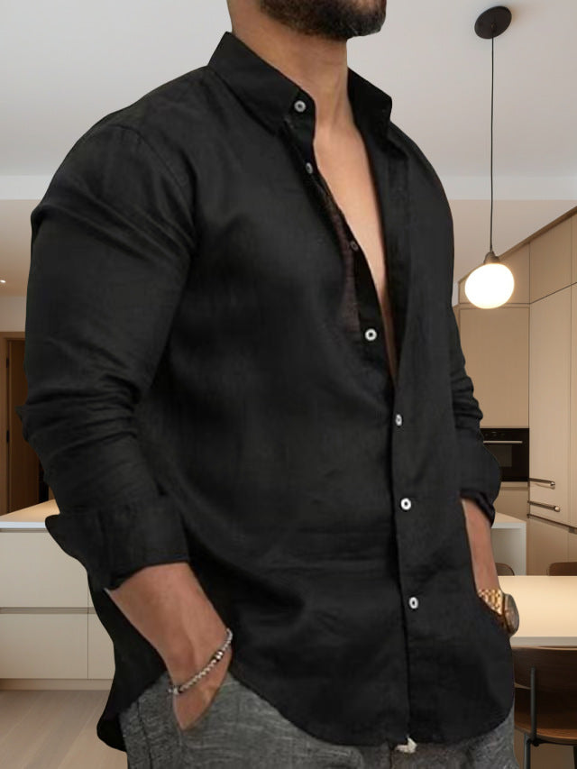 Herren Leinenhemd Lässig Sommerlich Elegant