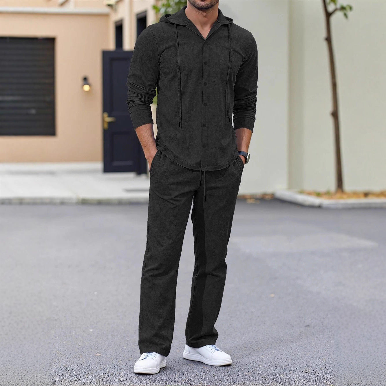 Herren Sportset Mit Kapuze Elastischer Bund Modern - BerlinGlamour