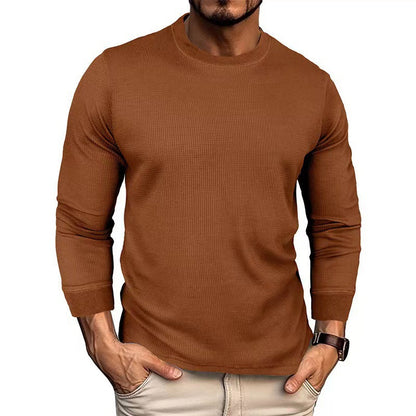 Herren Langarmshirt Strukturiert Rippstoff Elegant