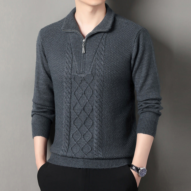 Herren Strickpullover Hochkragen Zipper Modern