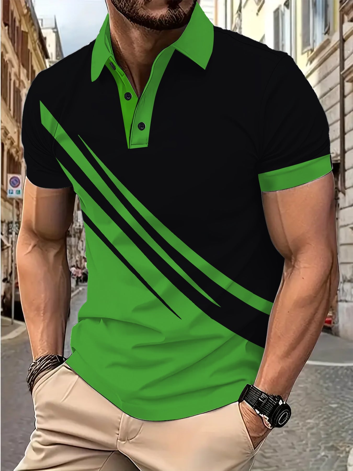 Herren Poloshirt Sportlich Mit Muster Trendig