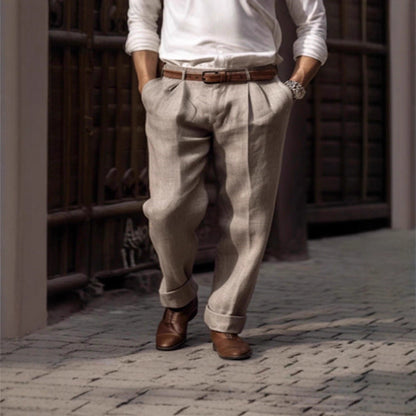 Herren Leinenhose Klassisch Elegant Bequem