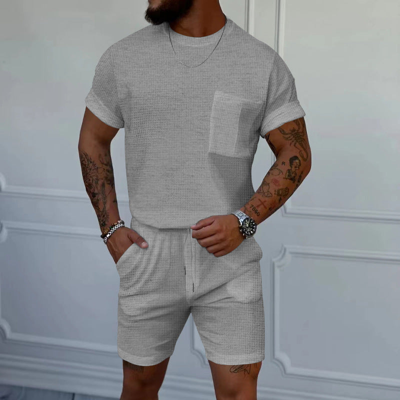 Herren Kurzarm-Set Bequem Elastisch Mit Taschen