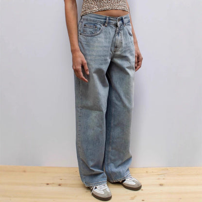 Damens High-Waist Jeans Used-Look Weite Bein - BerlinGlamour
