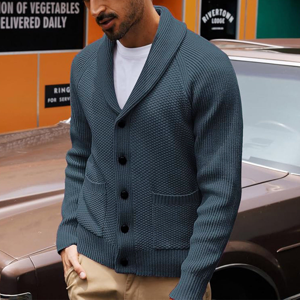 Herren Strickjacke Schalkragen Strukturiert Elegantes Design