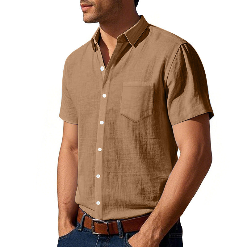 Herren Kurzarmhemd atmungsaktiv Baumwolle Trendy Sommer