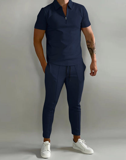 Herren Polo-Shirt Slim Fit Modern Reißverschluss Elegantes Design