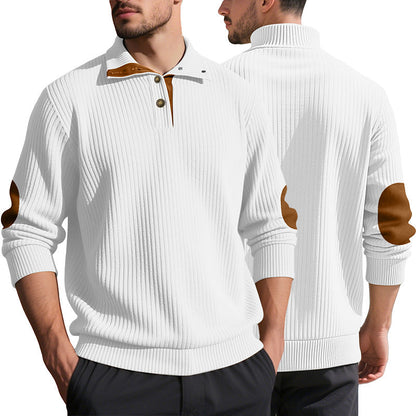 Herren Strickpullover Rippstruktur Elegante Knöpfe Modern - BerlinGlamour