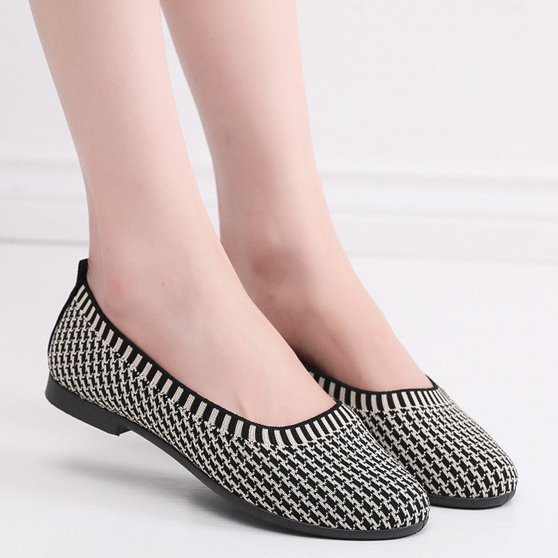 Damen Ballerinas Strick Atmungsaktiv Elegante