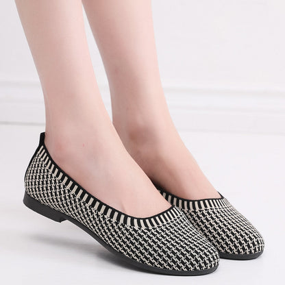 Damen Ballerinas Strick Atmungsaktiv Elegante
