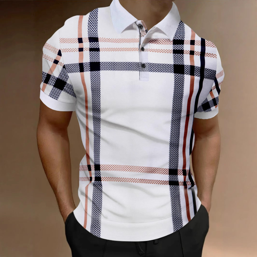 Herren Polohemd Kurzarm Karomuster Elastisch Modern - BerlinGlamour