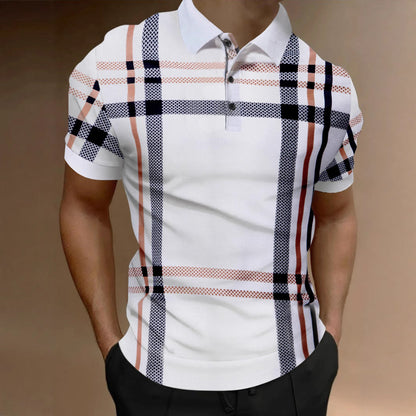 Herren Polohemd Kurzarm Karomuster Elastisch Modern - BerlinGlamour