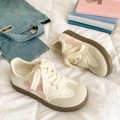 Damen Sneaker Bequem Schleifen Design Sportlich