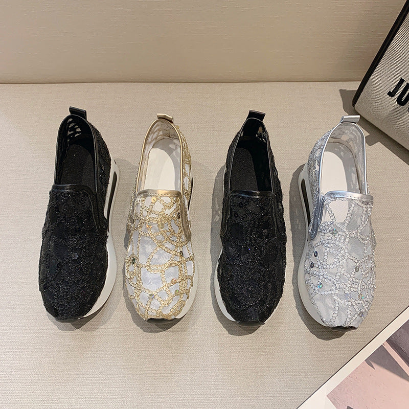 Damen Sneaker Glamourös Glitzer mit bequemer Sohle