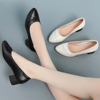 Damen Pumps Hochhackig mit Blockabsatz und Glattleder