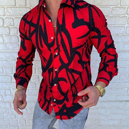 Herren Langarmhemd Graffiti Design Modern Trendy