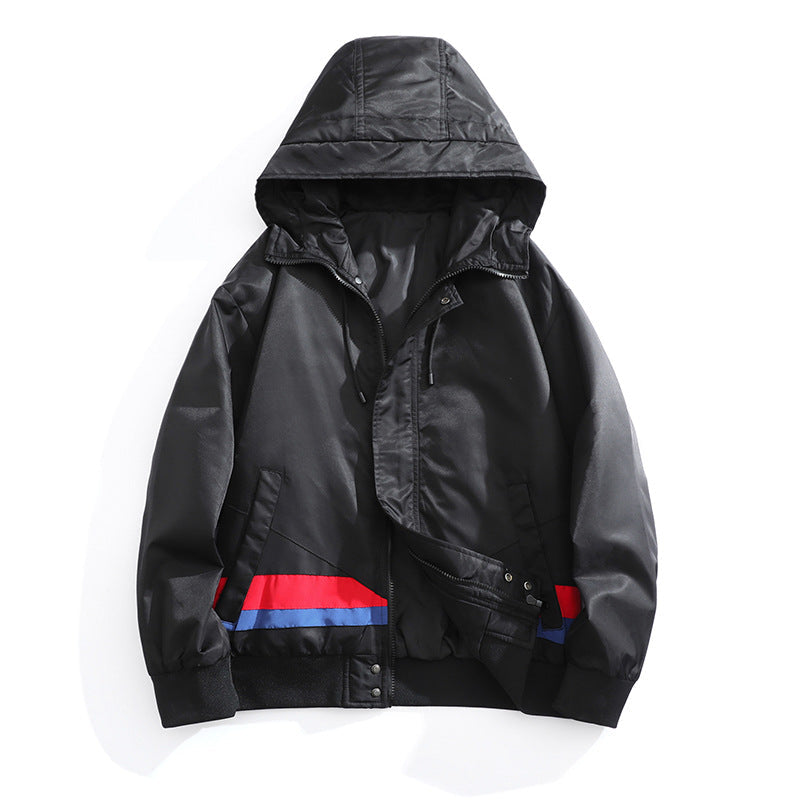 Herren Sportjacke Übergangsjacke Kapuze Fleece Verstellbar
