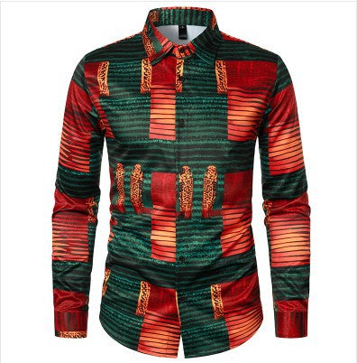 Herren Langarmhemd Modern Grafik Druck Trendy