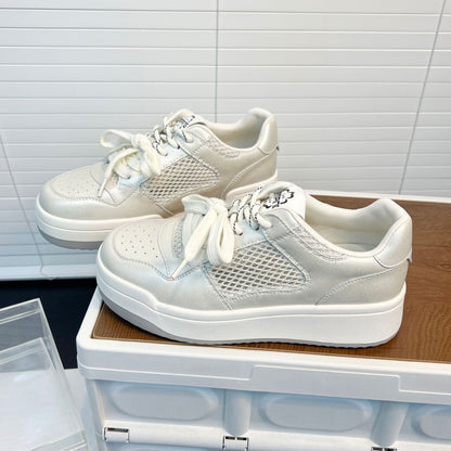 Damen Sneaker Sportlich Luftig Netz Leder