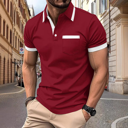Herren Polohemd Kurzarm Modern Kontrast