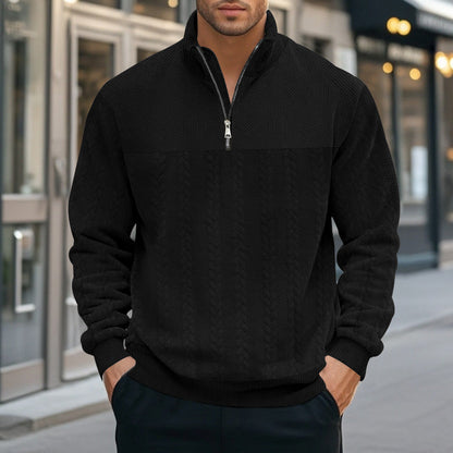 Herren Strickpullover Modern mit Reißverschluss Grau
