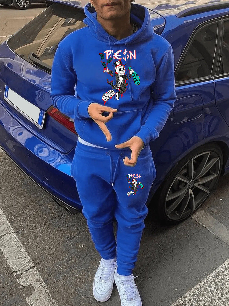 Herren Jogginganzug Mit Grafikdesign Kängurutasche Sportlich - BerlinGlamour